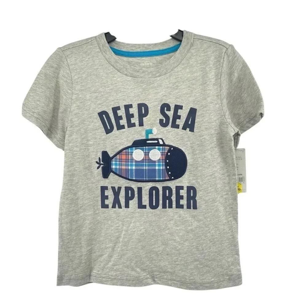 Carter’s Toddler Boys 3T Grey Deep Sea Explorer Graphic Short Sleeve Tee